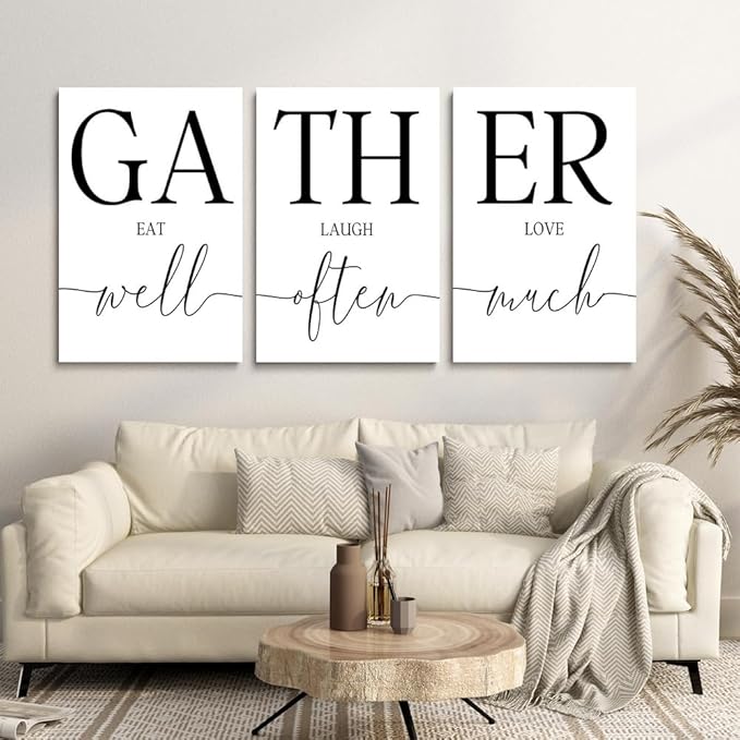 GUBIYU Gather Signs for Home Decor, Wall Art for Dining Room and Kitchen