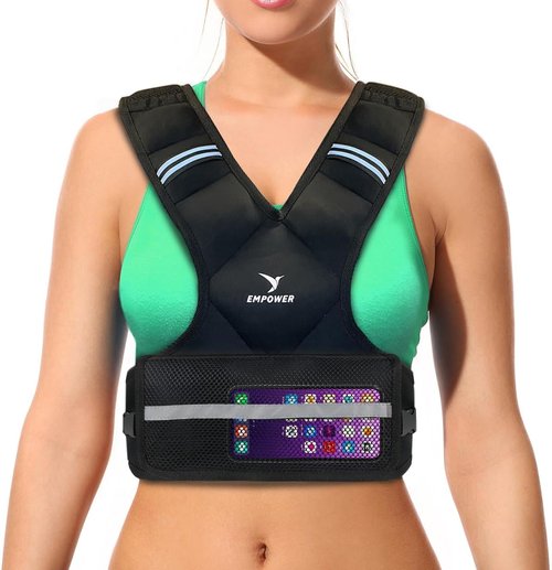 EMPOWER Weighted Vest for Women - Adjustable 4-10lbs or 10-16lbs | Reflective Strips for Safety, Boosts Strength & Burns Calories