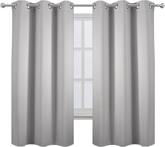 LEMOMO Light Grey Blackout Curtains 34 x 63 Inch Length/Set of 2 Curtain