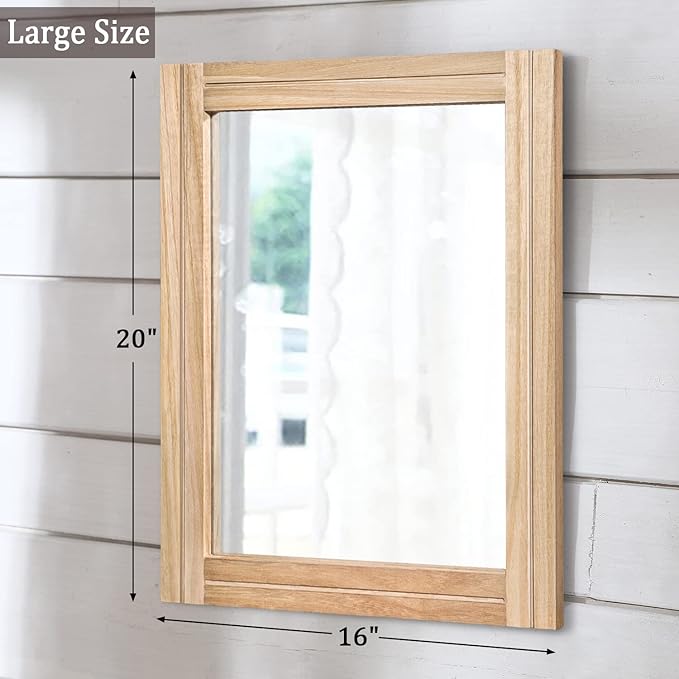 AAZZKANG Rustic Mirrors for Wall Rectangle Wood Frame Mirror 50 x 40 cm