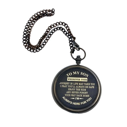 Khybex International to My Son Compass Personalized Pocket Compass with Leather Case/Gift for Son/to My Son Gifts/Mom to Son Gift/Dad to Son/Grandson Gift, Directional Magnetic Pocket Compass