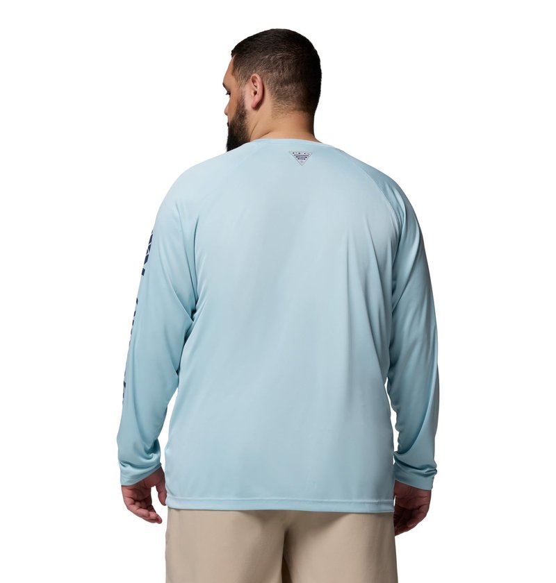 Columbia Men's PFG Terminal Tackle Long Sleeve Fishing Shirt, Marine Light/Nocturnal Logo, 5X