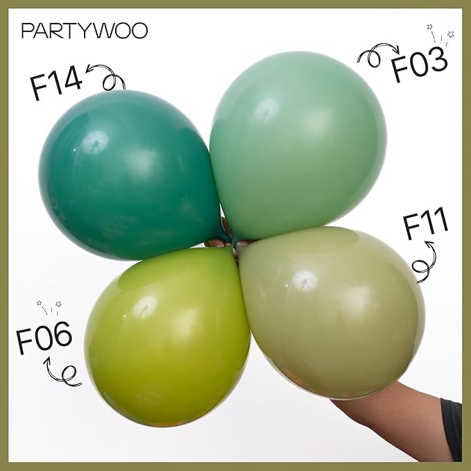 PartyWoo Sage Green Balloons 101pcs 12 Inch Olive Boho Green Latex Helium Balloons for Birthday Baby Shower Graduation Wedding Dinosaur Jungle Golf Football Baseball Theme Party Decorations Green-F11