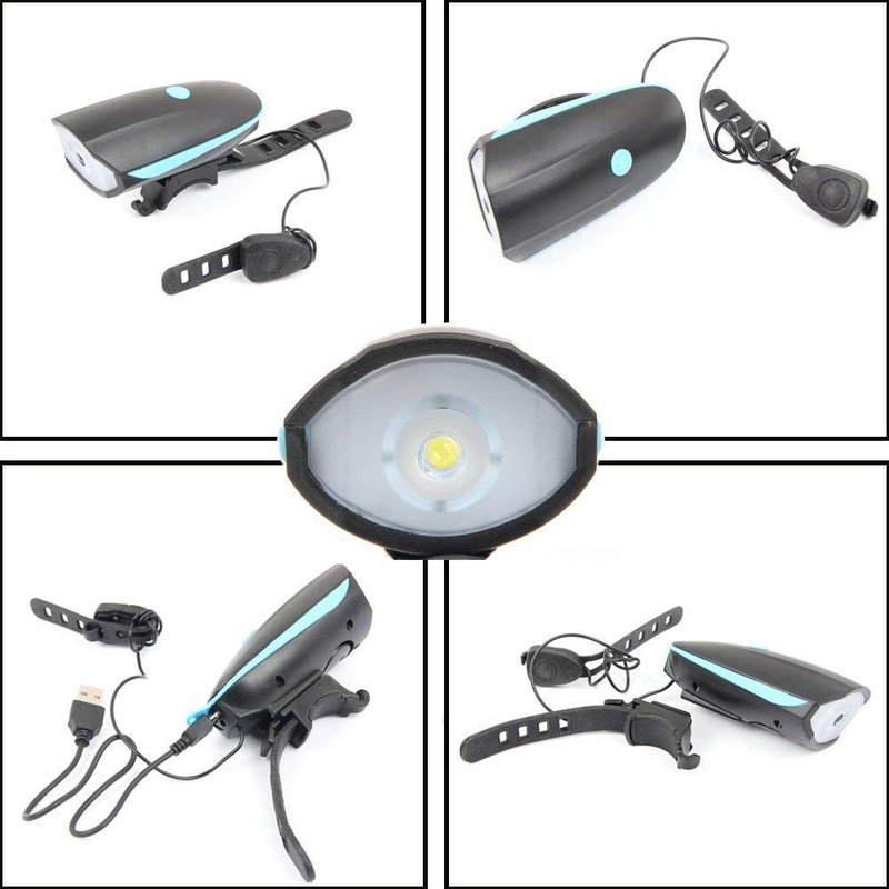 Rechargeable Bike Light With Horn Set, Bicycle Front Light With Bell for Electric Scooter Kids, 2 Modes Sound Siren, 3 Lighting Modes