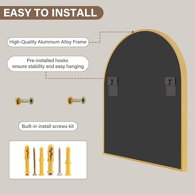XRAMFY 31"x32" Arched Wall Mirror