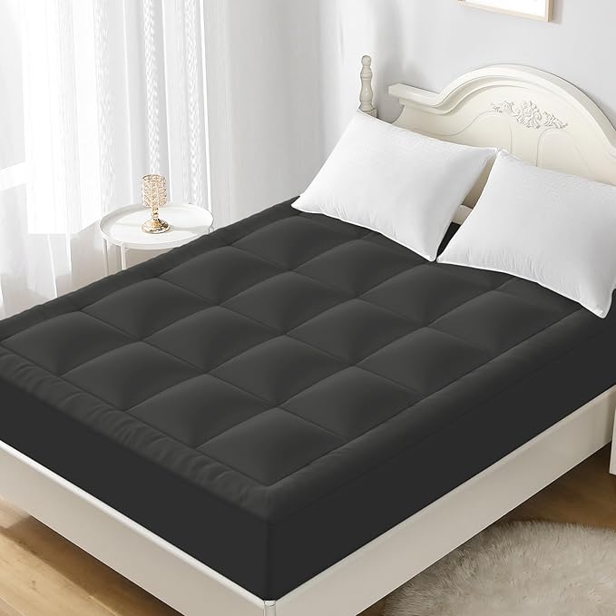 YUGYVOB King Mattress Topper - 600GSM Extra Thick Cooling & Breathable Mattress Pad with Deep Pocket 8"-21" & Soft Down Alternative Filling, Grey
