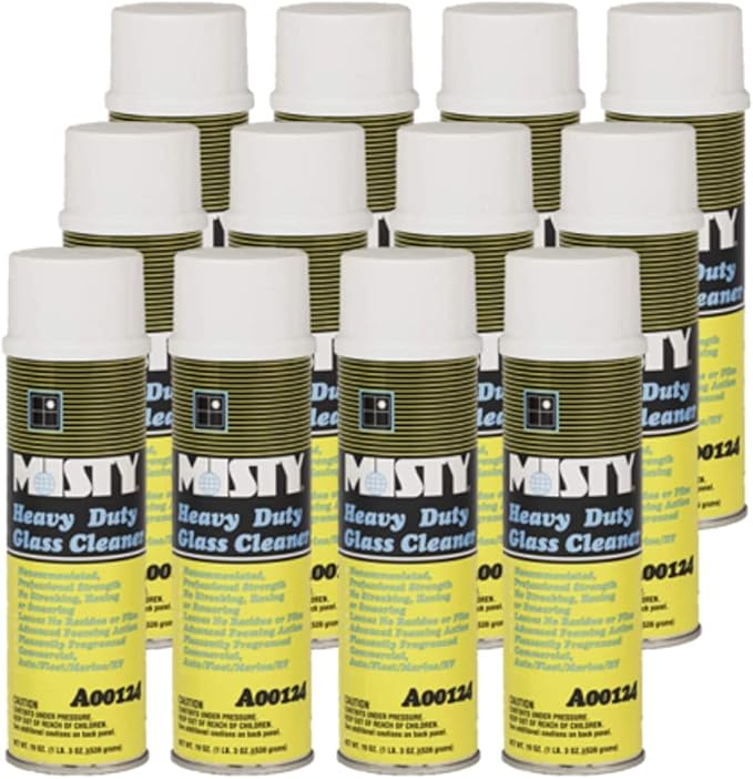 MISTY Heavy Duty Glass Cleaner - 19 oz (Case of 12) 1001482 - Professional-Strength, Foaming, Ammonia Free, Leaves No Residue or Film on Windows, Windshields, Mirrors