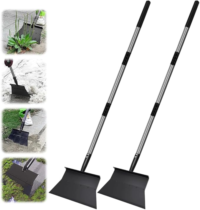 All-in-One Garden Scraper, 2026 New Heavy-Duty Weeding Snow Removal Tool Adjustable 65-inch Handle, Upgrade Ice Chopper for Driveway Multifunctional Cleaning Shovel Metal Tool (2, Black)