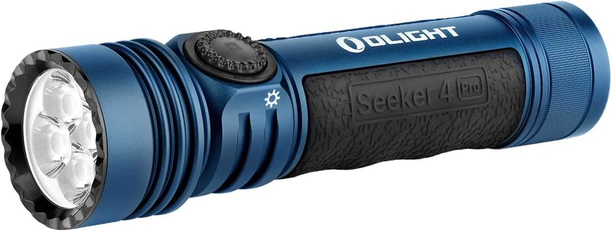 OLIGHT Seeker 4 Pro Rechargeable Flashlight - 4600 Lumens Bright Light | Waterproof IPX8 for Camping & Emergencies (Midnight Blue Cool White)
