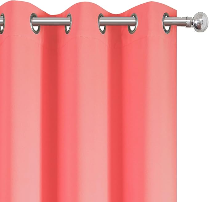 LEMOMO Blackout Curtains 52 x 90 Inch Long Coral Curtains Set of 2 Panels Room