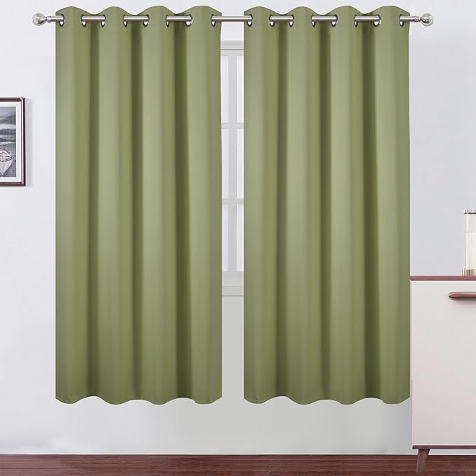 LEMOMO Sage Green Thermal Blackout Curtains/52 x 72 Inch/Set of 2 Panels Room