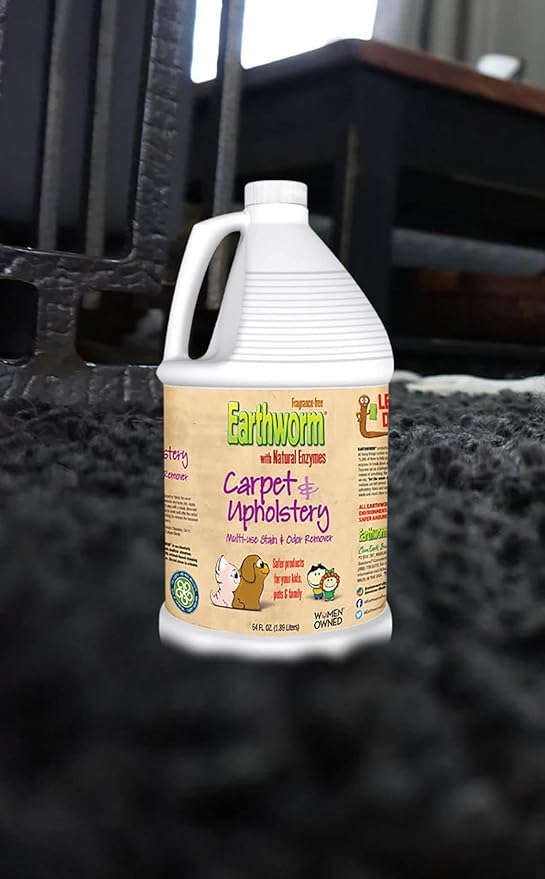 Earthworm Carpet & Upholstery Cleaner Multi-Use Stain & Odor Remover - Natural Enzymes, Safer for Family, Environmentally Responsible - 128 oz