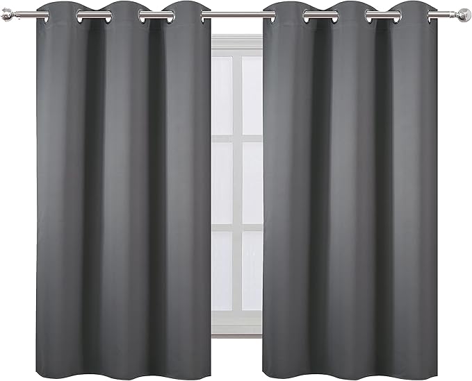 LEMOMO Frost Grey Blackout Curtains, 42 x 54 Inch Length, Grommet Bedroom &