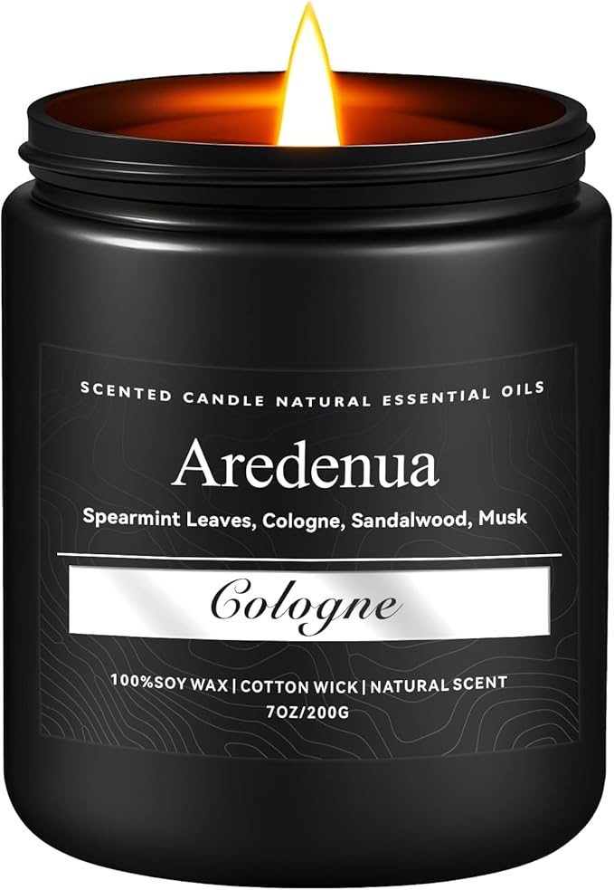 Cologne Candle, Manly Candles for Home Scented, Masculine Scented Candle, Aromatherapy Gifts for Men - 7oz Soy Wax, 50 Hours Burn Time, Perfect for Relaxing Home Fragrance