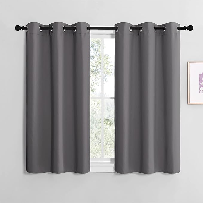 NICETOWN Grey Blackout Curtain Panels