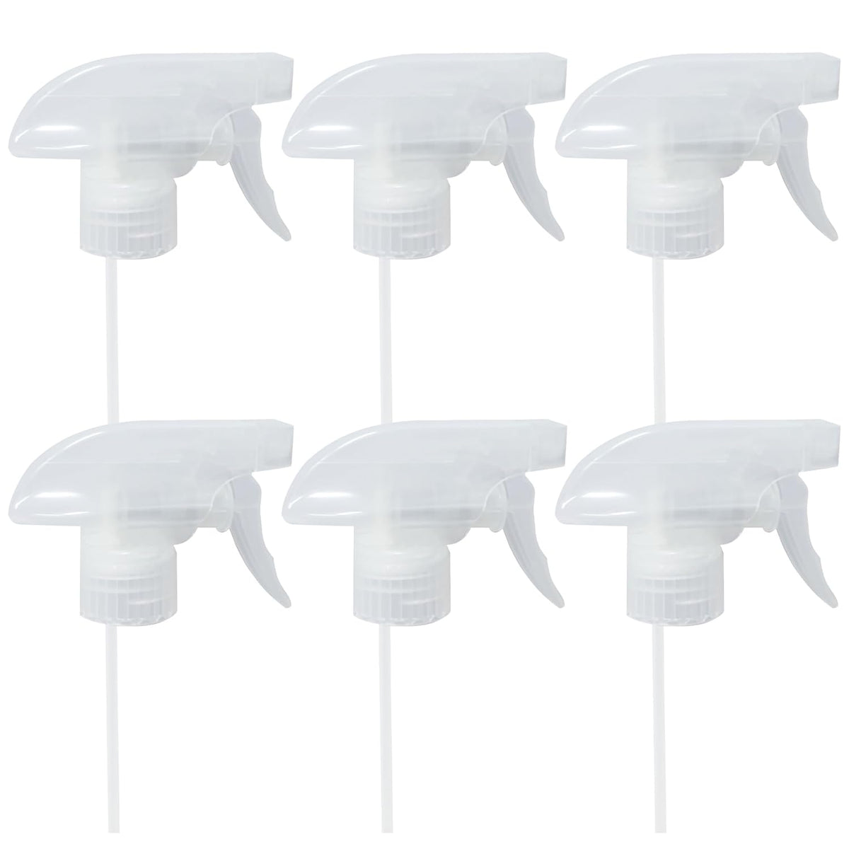 6-Pack Transparent White Trigger Sprayer (6 Count, Black, White, Plastic, Metal, HDPE, Spray Bottle, Trigger Sprayer, Dispenser, Cleaning, Plant Watering, Hair Care)