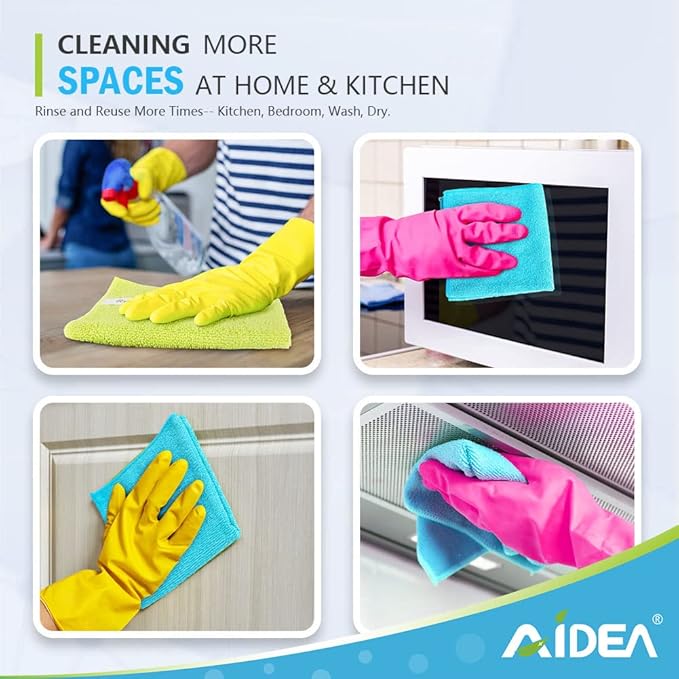 AIDEA Microfiber Cleaning Cloth-12PK, Soft Microfiber Towels for Cars, Absorbent Cleaning Rags, Lint-Free Streak-Free Wash Cloths for House, Kitchen, Window(12in.x12in)