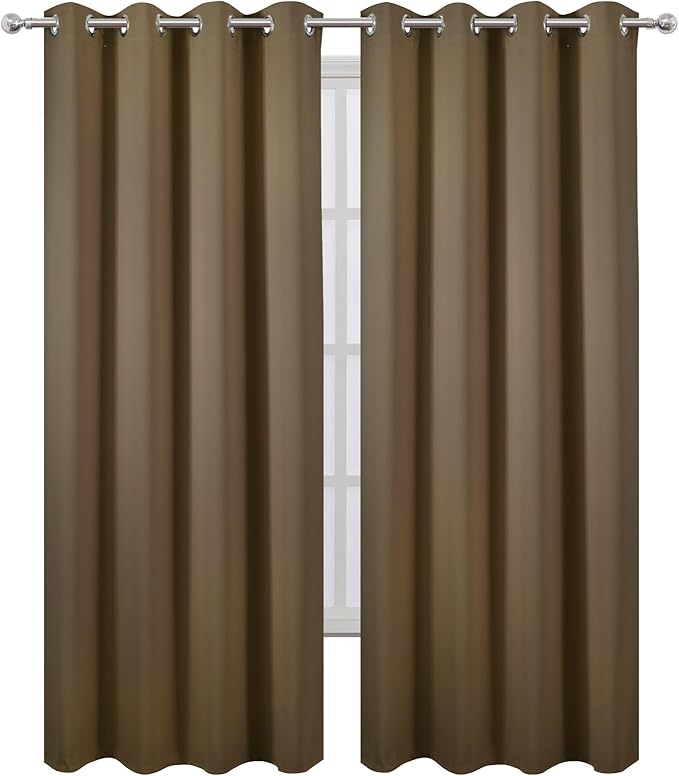 LEMOMO Blackout Curtains 52 x 90 inches Long Brown Curtains Set of 2 Panels