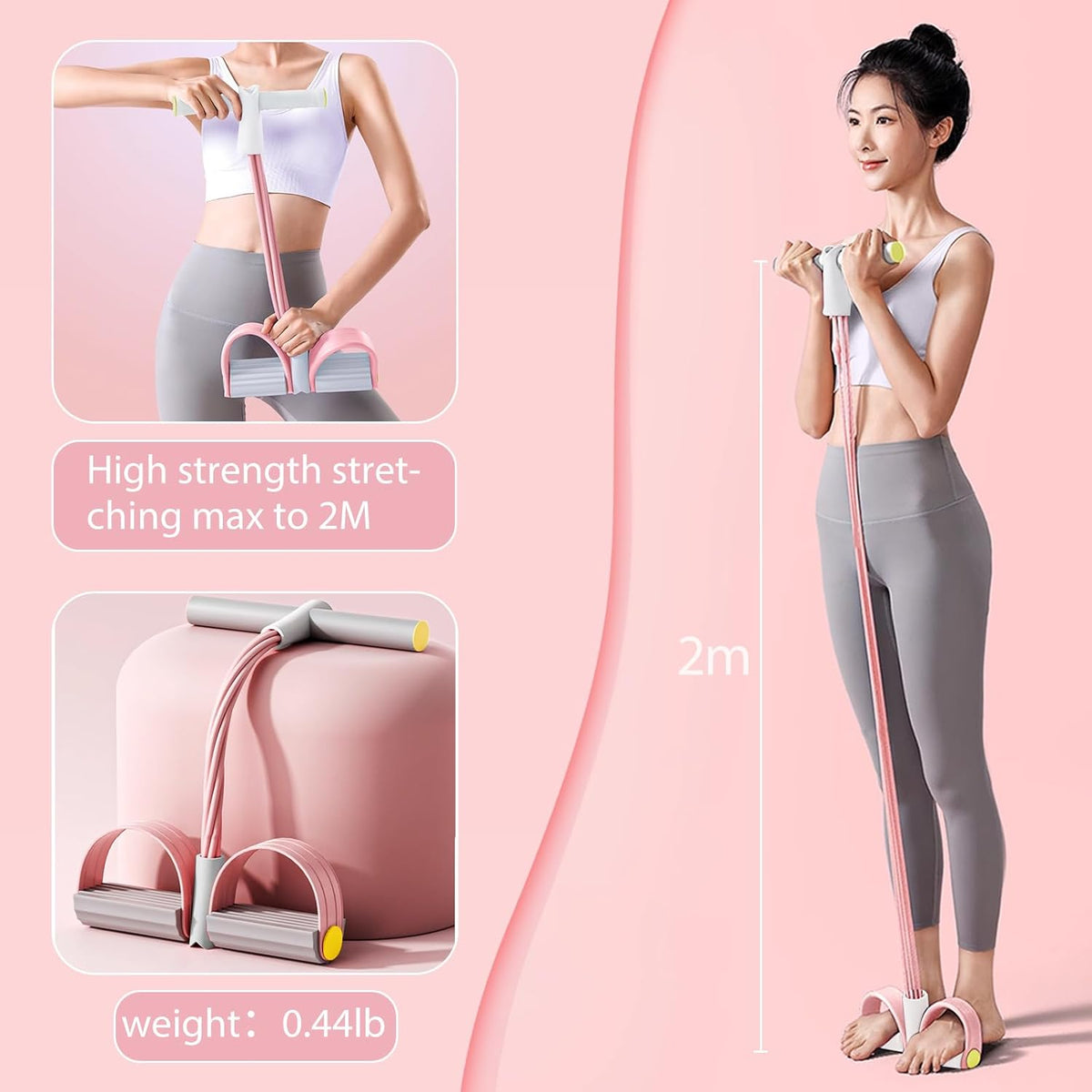 Skiennix Resistance Band Foot Pedal - 6-Tube Elastic Exercise Bands for Women | Jump Fitness & Stretching
