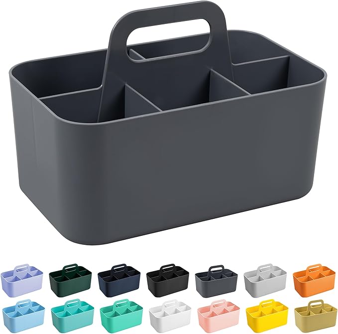 Tiawudi Multipurpose Caddy Organizer, Plastic Caddy with Handle, Stackable Desk Organizer for Stationery, Marker and Pencil, Office Supplies Organizer, Dorm Caddy