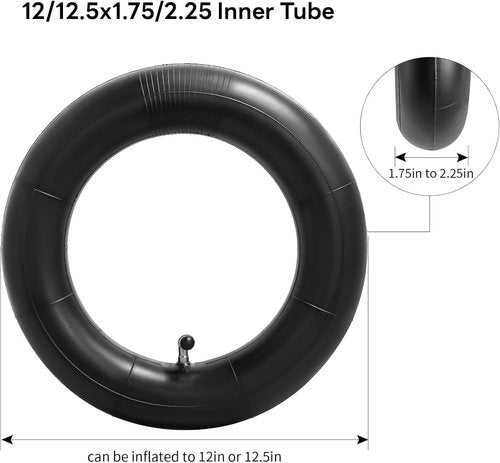 **CR202 Heavy Duty Inner Tube - 12.5" x 2.25" Thick Butyl with Angled Valve Stem | 2-Pack**