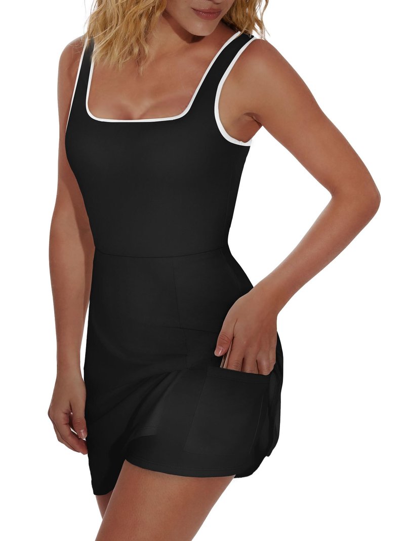 OFEEFAN Womens Athletic Dress Tennis Golf Bodycon Workout Active Skort Summer Clothes Casual Graduation Concert Date Spring OutfitsWhite Trim XL