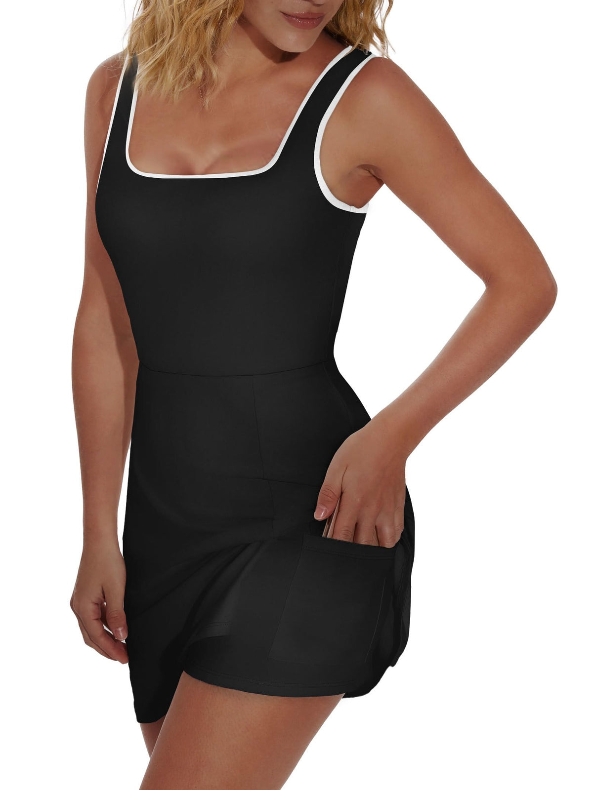 OFEEFAN Womens Athletic Dress Tennis Golf Bodycon Workout Active Skort Summer Clothes Casual Graduation Concert Date Spring OutfitsWhite Trim L