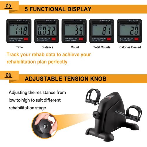 GOREDI Under Desk Bike Pedal Exerciser, Portable Mini Exercise Bike with LCD Display for Home/Office, Desk Cycle for Leg/Arm with Handle, Leg Exerciser While Sitting for Seniors