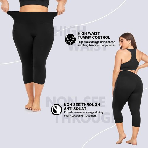FULLSOFT Plus Size Capri Leggings for Women | High Waist Tummy Control | Stretchy Yoga Pants (XL-4XL)