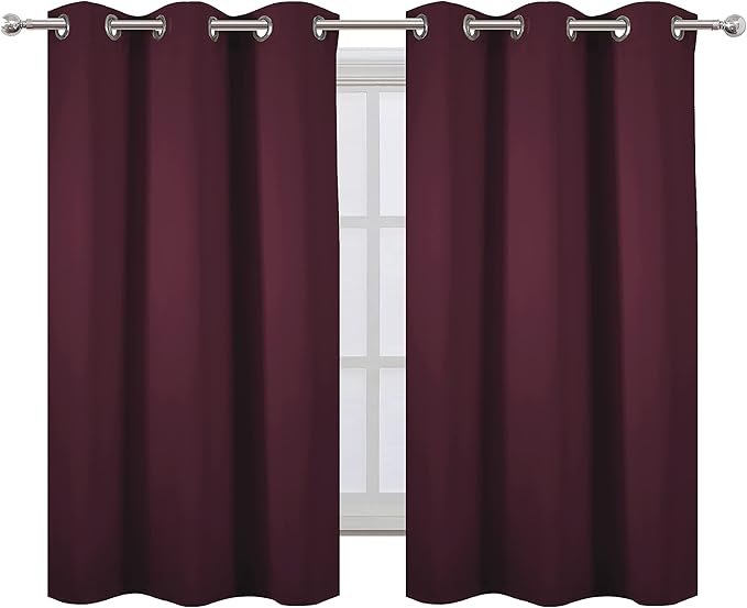 LEMOMO Burgundy Blackout Curtains 38 x 54 Inch Length/Set of 2 Curtain