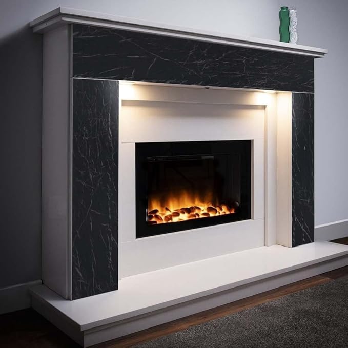 Arthome Black Marble, 11.8x100 Inches Peel and Stick Wallpaper, Marble Contact