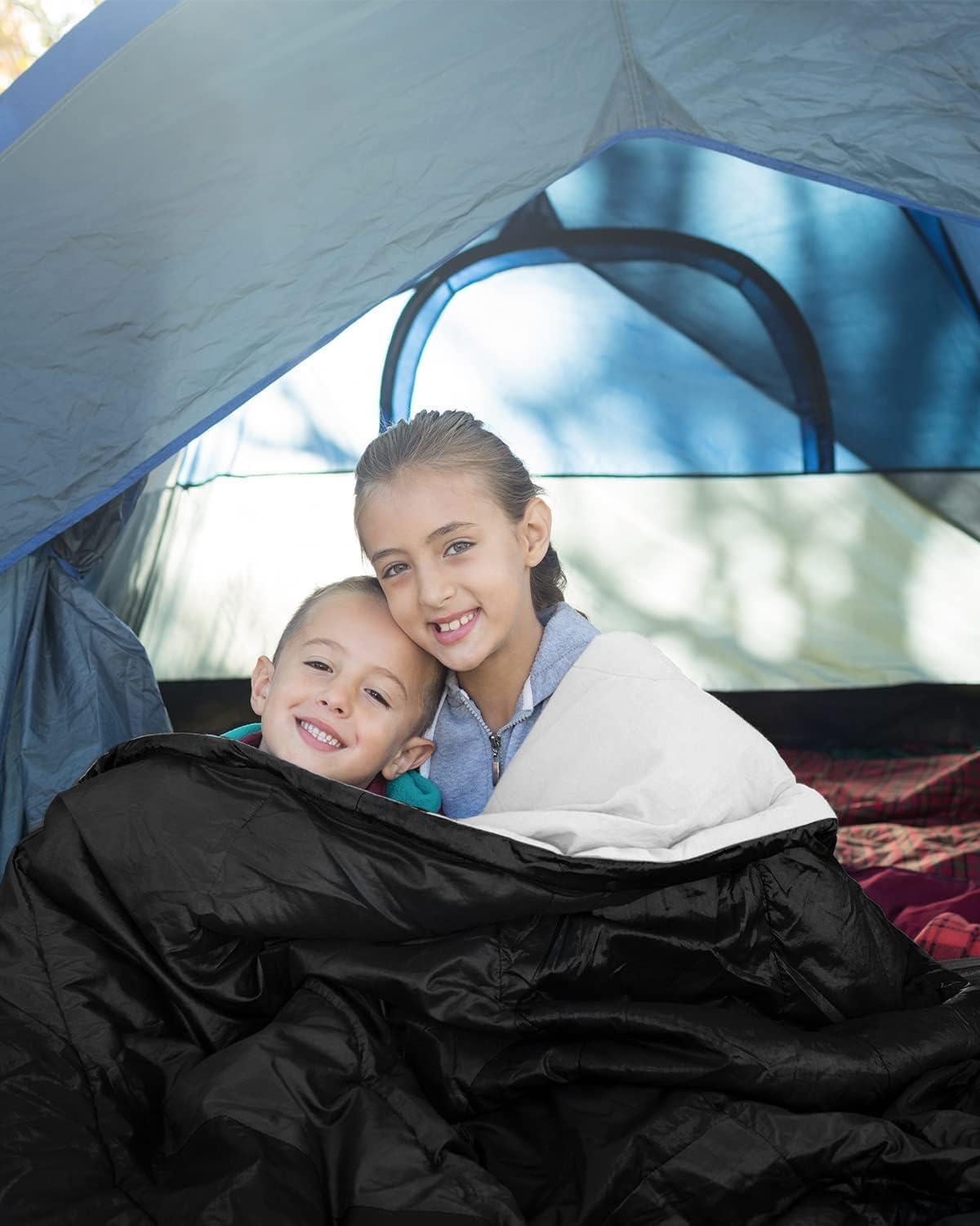 Queen Size Ohuhu Double Sleeping Bag for 2 - 3 Season Waterproof Camping with 2 Pillows, 87'' x 60''
