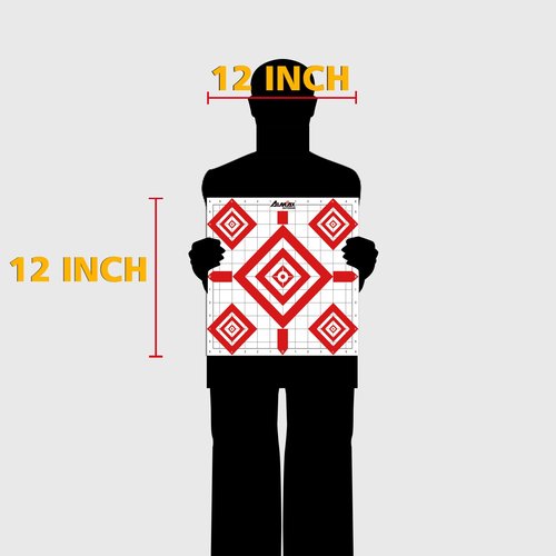 Aimax Outdoor 12"x12" Sight in Paper Shooting Targets, Shooting Range Paper Target for BB Gun, Airsoft, Handgun, Pistol, Rifle, Fit for Pellet Gun Target Trap (50 Pack)