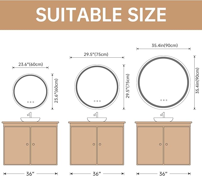 LOVESPEJO 30 Inch Round Backlit Bathroom Mirror