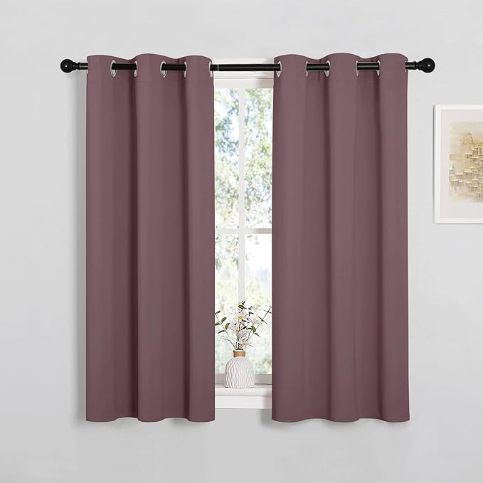 NICETOWN Bedroom Curtain Panels Blackout Draperies, Dry Rose, 1 Pair, 34 by