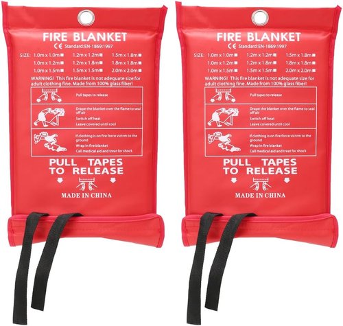 Aksipo Fire Blanket Fiberglass Fire Emergency Suppression Flame Retardant Blanket Emergency Survival Safety Cover for Kitchen Home House Car Office Warehouse, 2 Pack (39.3X 39.3 inch)