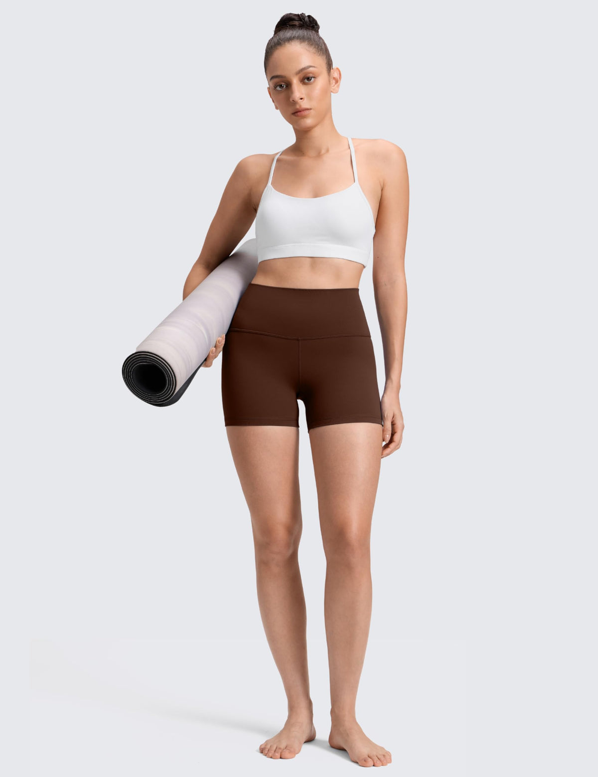 CRZ YOGA Butterluxe Biker Shorts 4'' - High Waisted Booty Workout Volleyball Yoga Womens Spandex Lava Brown X-Small