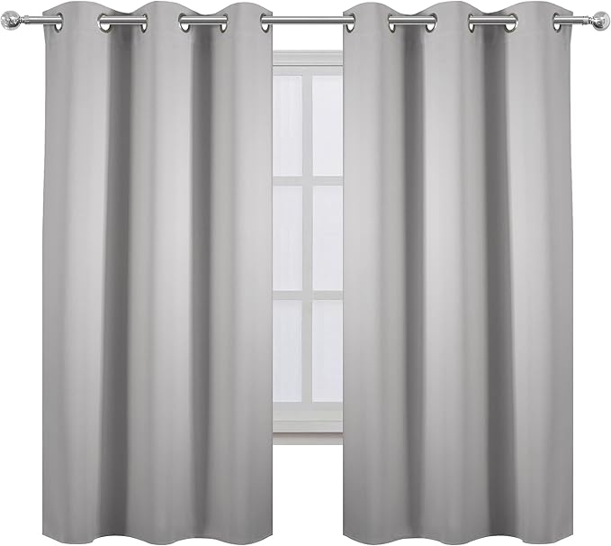 LEMOMO Light Grey Blackout Curtains 42 x 63 Inch Length/Set of 2 Curtain