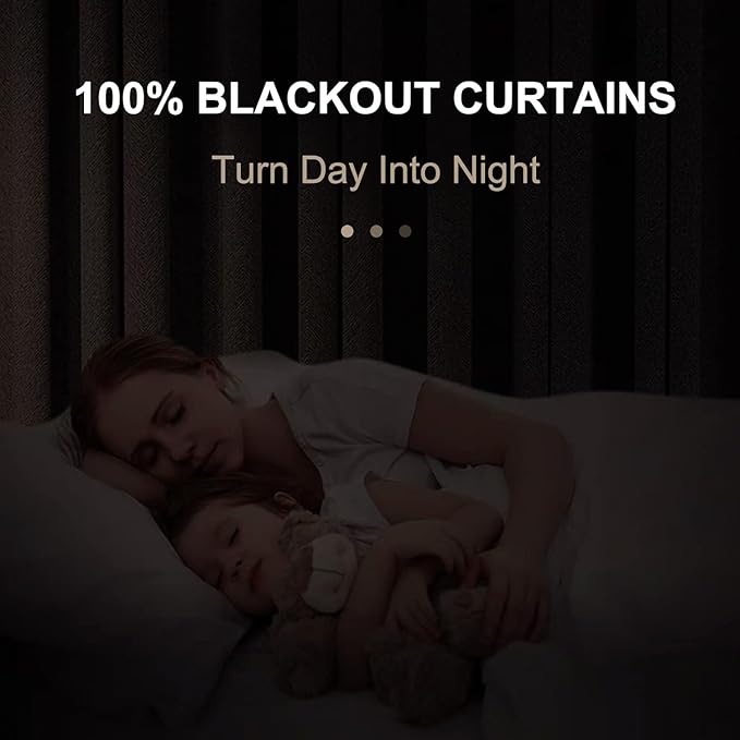 100% Blackout Shield Dark Brown Linen Blackout Curtains