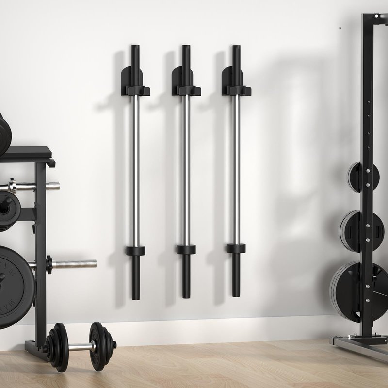 VINHOLD Heavy Duty Barbell Hanger, Vertical Bar Wall Rack for Home, Garage & Commercial Gyms, Olympic Barbell Holder, Space-Saving Gym Accessory Bar Mount Rack, Holds Under 32mm Bar Size(Black)