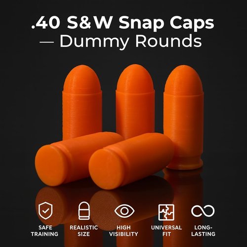 .40 S&W Snap Caps | Inert Dummy Rounds for Dry Fire Training - Durable & Reusable - High Visibility - 5/10/20 Pack