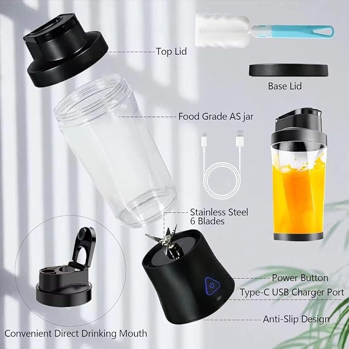 Portable Blender – Rechargeable Personal Smoothie Maker – 700ml, Black & white