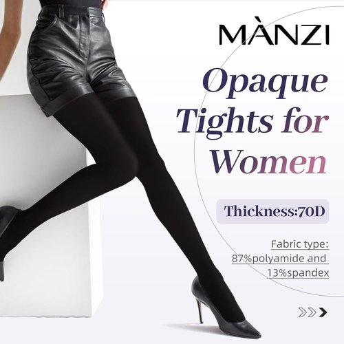 MANZI Opaque Tights - Run Resistant Control Top Panty Hose for All-Day Comfort