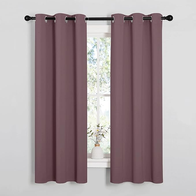 NICETOWN Bedroom Curtain Panels Blackout Draperies, 1 Pair, 34 by 63 inches