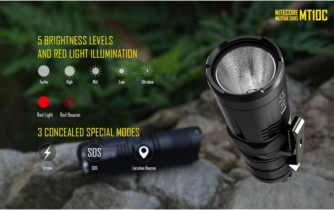 Nitecore MT10C Tactical Flashlight 920 Lumen with Red Light & LumenTac Organizer