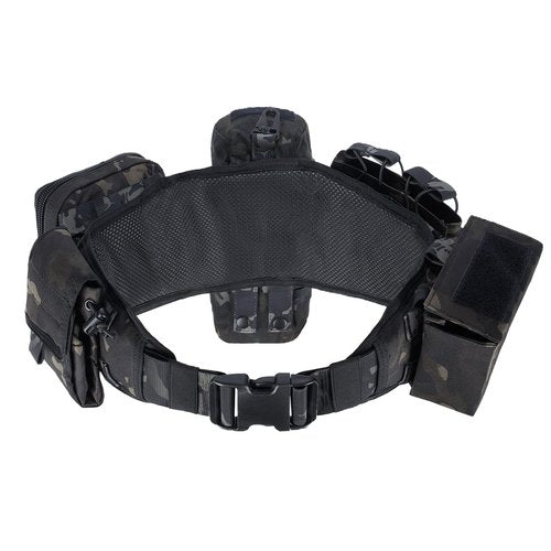 CrogaGear Tactical Belt Quick Release Adjustable Molle for Law Enforcement 7 in 1 Set (BlackCP)