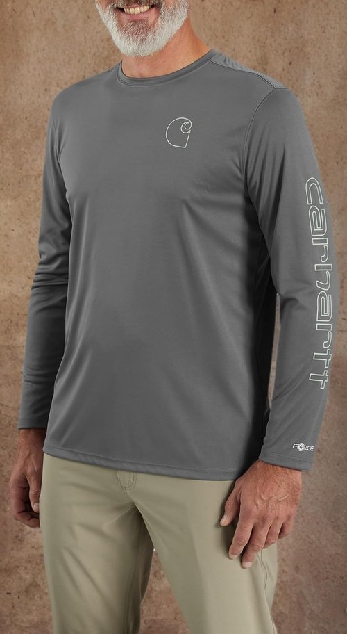 Carhartt Men's Force Sun Defender Lightweight Long-Sleeve T-Shirt | Graphic Logo Design