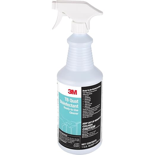 3M TB Quat Disinfectant, Ready-To-Use Cleaner, Deodorizer, Disinfectant, Walls, Metal Surfaces, Porcelain, Ceramic Tile, Plastic (12 Bottles/Case)