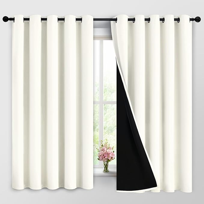 Yakamok 100% Cream Blackout Curtains