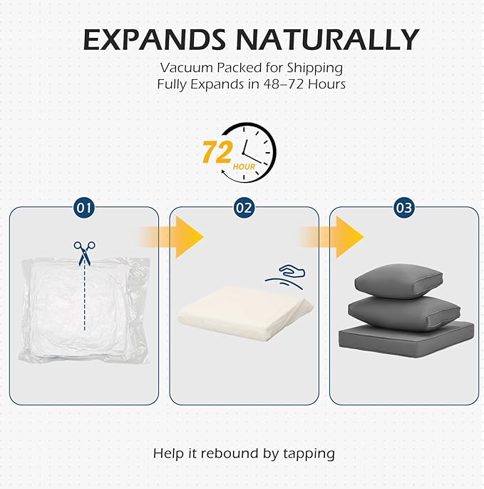 HOMREST 4" Thick Outdoor Replacement Cushions, Water-Resistant Patio Seat Cushions 25x25, Non-Slip 14-Piece Set for 6-Seat Rattan Wicker Sectional Sofa,Gray